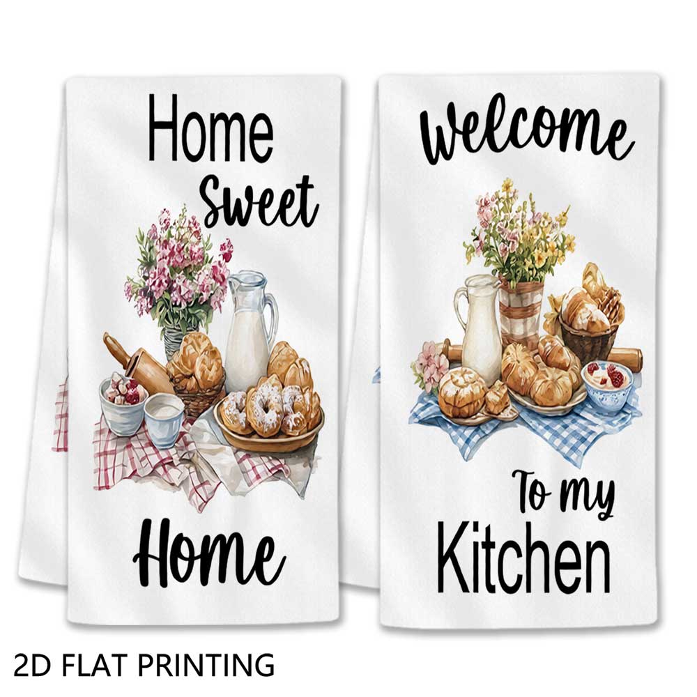 Kitchen Baking Quotes - Jit 2pcs Watercolor Baked Bread Floral