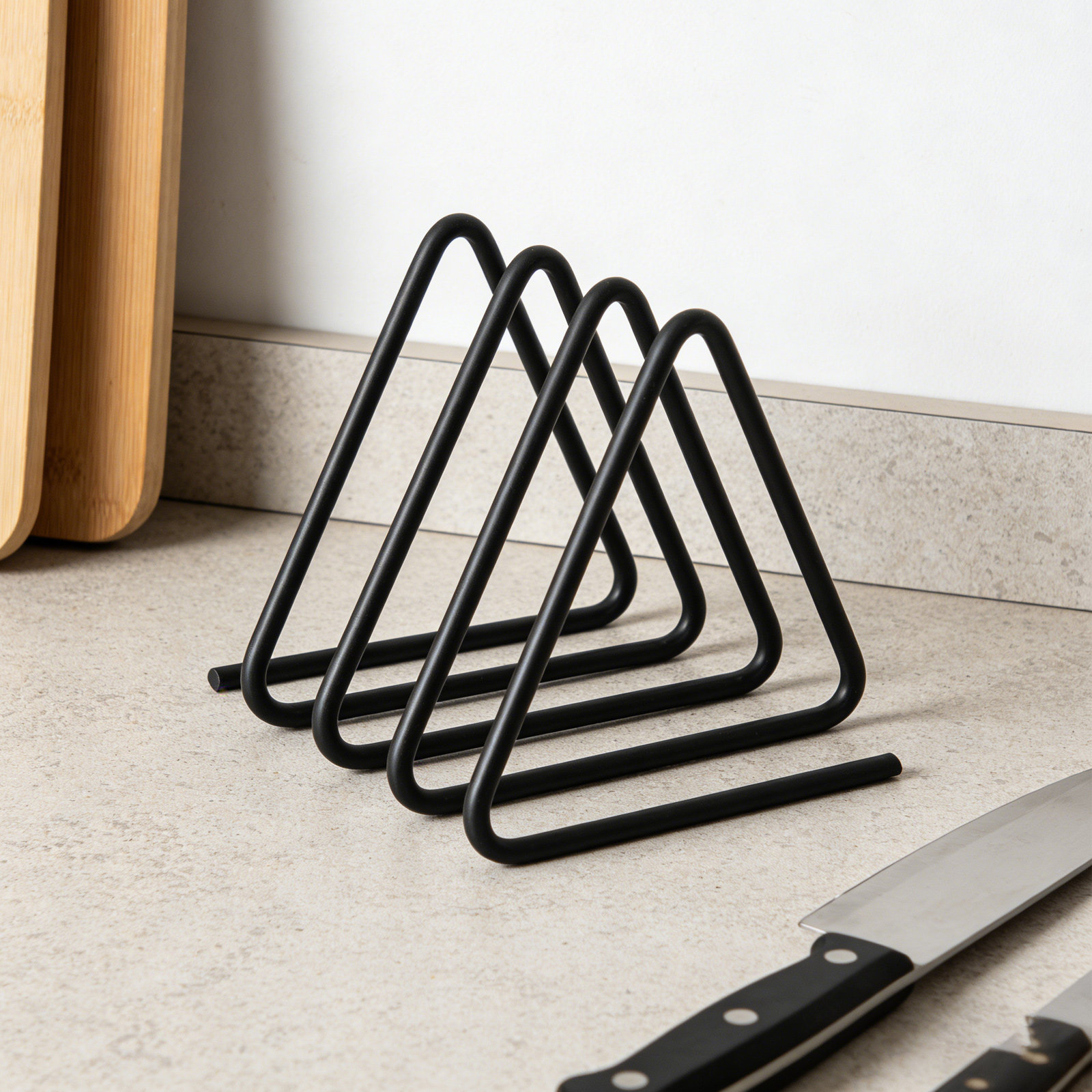 Kitchen Baking - Triangle Cutting Board Holder Black Metal