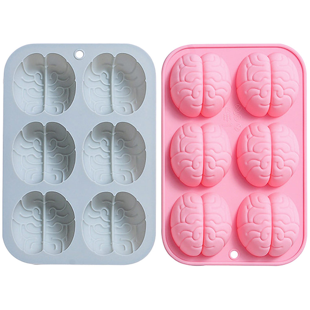 Kitchen Baking Cake - 2Pcs Brain Shape Silicone Mold Chocolate