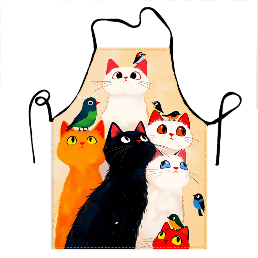 Cute Cats And Birds Apron For  - огляд і ціна Kitchen Baking Ideas