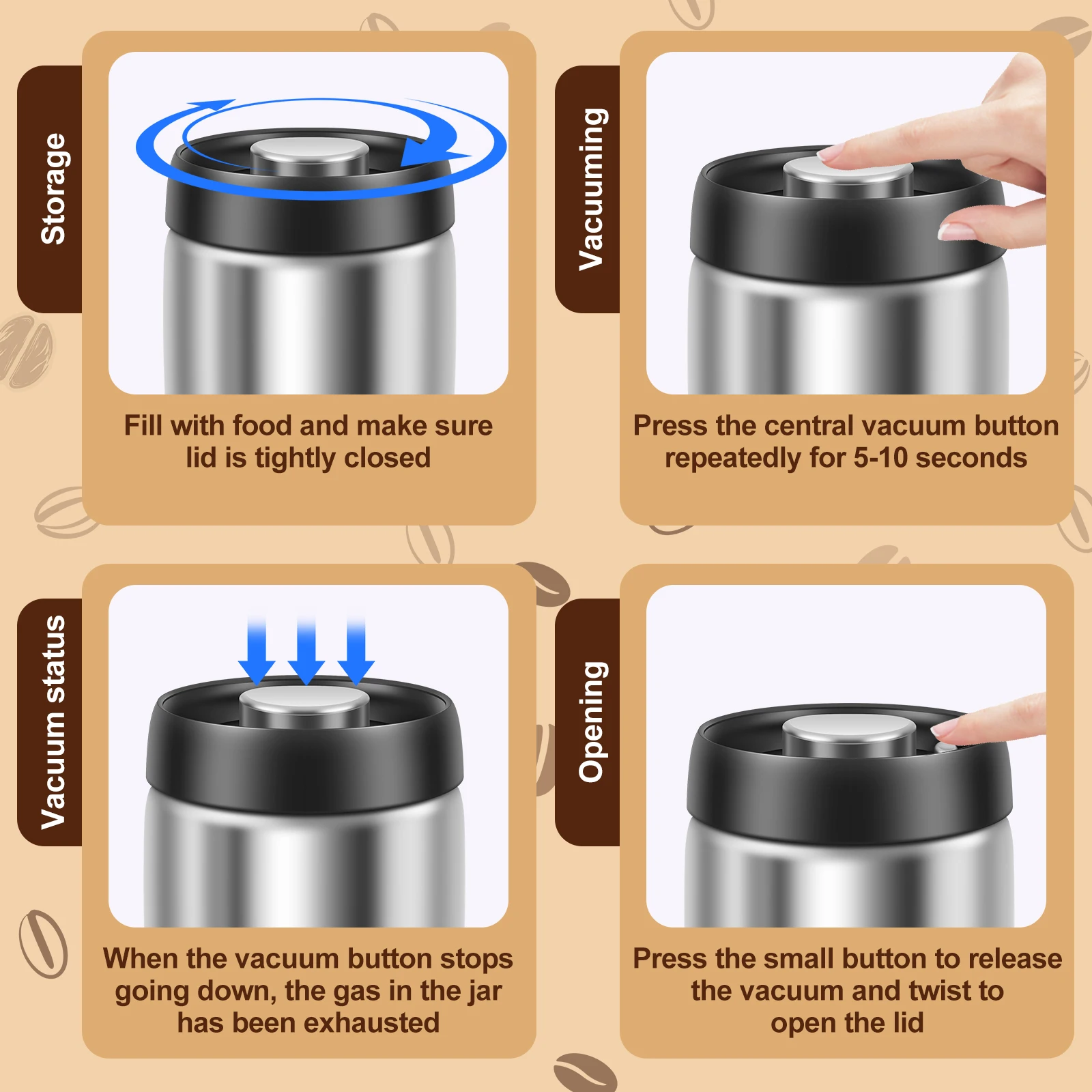 Coffee Sealed Jar Stainless St - огляд і ціна Kitchen Bank