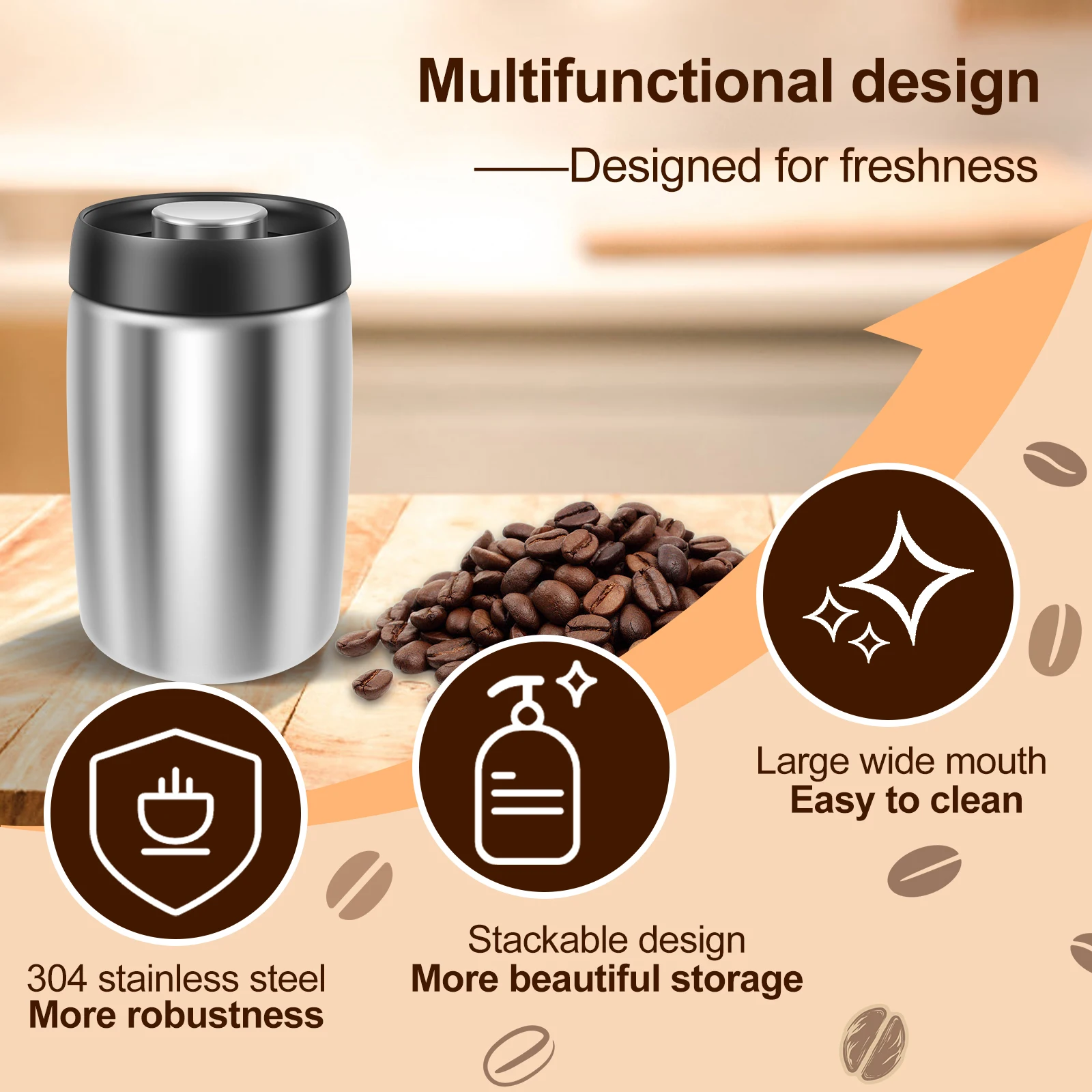 Coffee Sealed Jar Stainless St - огляд і ціна Kitchen Bank
