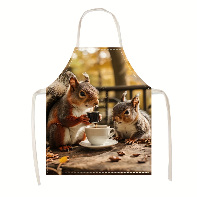 Linen Apron Squirrel Coffee Sc - огляд і ціна Kitchen Baking Ideas