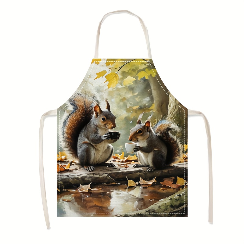 Linen Apron Squirrel Coffee Sc - огляд і ціна Kitchen Baking Ideas
