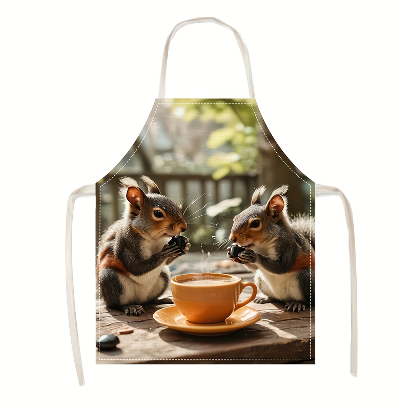 Linen Apron Squirrel Coffee Sc - огляд і ціна Kitchen Baking Ideas