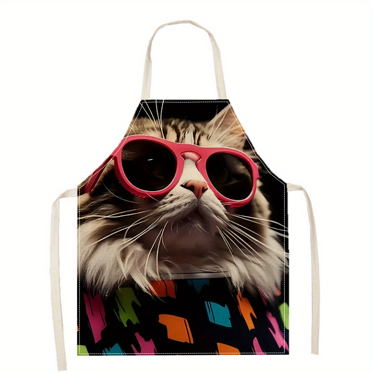 Linen Apron Funny Cat Sunglass - огляд і ціна Kitchen Baking Ideas
